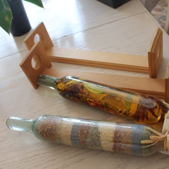 Rolling pins set of 2 gourmet glass rolling pins with display rack - Picture 2 of 14